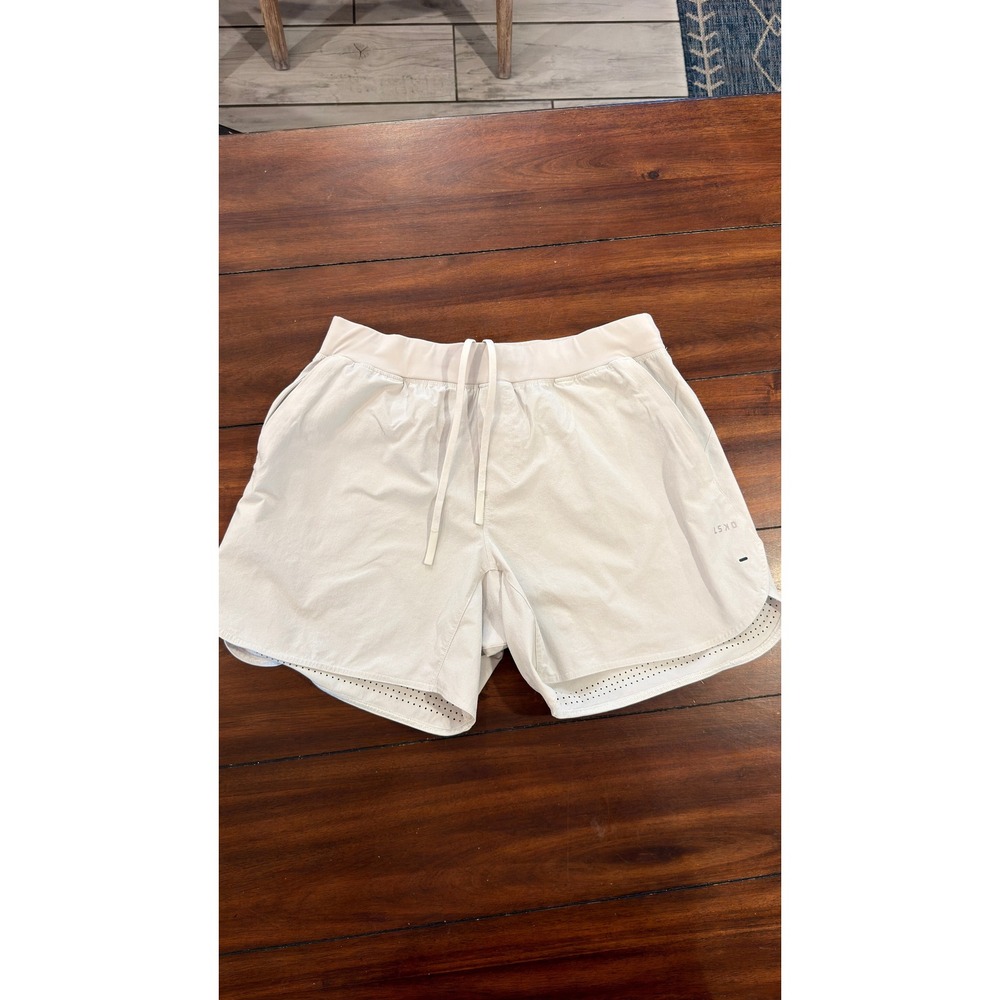 LSKD Mens Rep 5 Inch Shorts Light Bone Athletic Training Gym Running Large